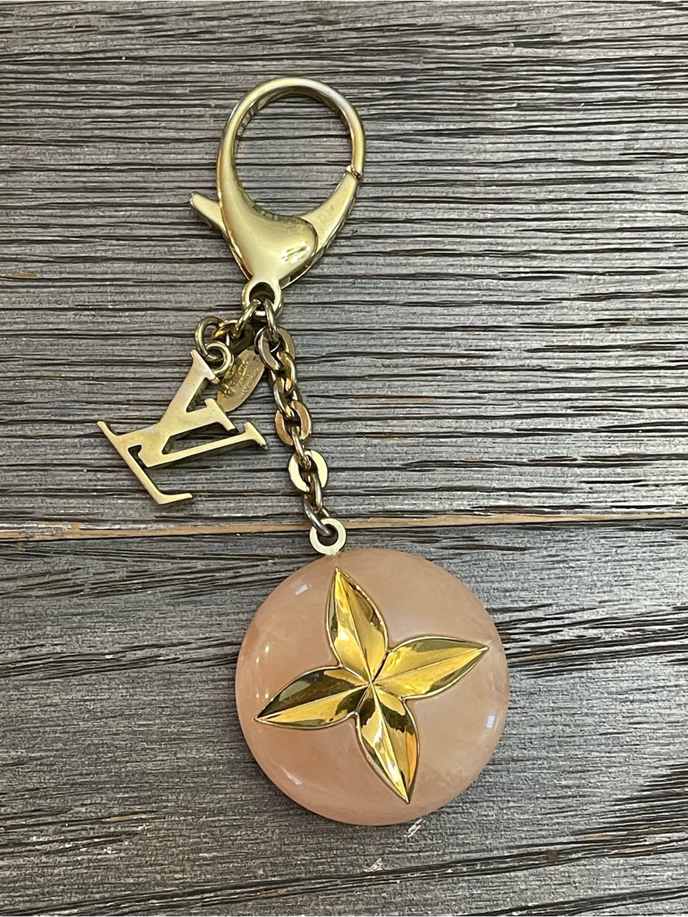 Louis Vuitton Gold Tone Hollow Rose Bag Charm